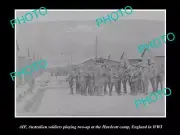 OLD POSTCARD SIZE PHOTO OF AUSTRALIAN ANZAC SOLDIERS PLAYING 2-UP HURDCOTT WWI