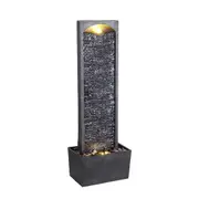 Teamson Home 98 cm Contemporary Outdoor LED Waterfall Fountain with Pebble Base, Gray/Black