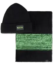Kenneth Cole Reaction Men’s Neon Beanie and Scarf Set, Black
