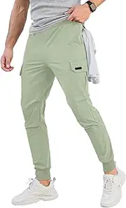 [Comdecevis] Men's Cargo Jogger Pants Stretch Sweatpants Slim Fit Tactical Pants with Zipper Pockets Casual Trousers