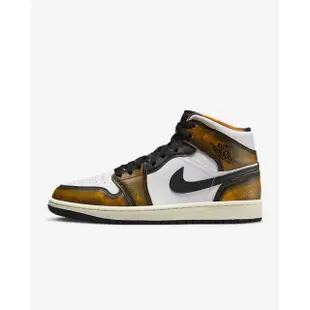 【NIKE 耐吉】籃球鞋 運動鞋 AIR JORDAN 1 MID SE 男鞋 白黑黃(DQ8417071)