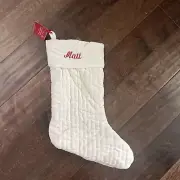 New Pottery Barn Channel Quilted Velvet Christmas Ivory Medium Stocking *Matt