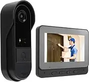 Video Doorbell Intercom System, Wireless 8MP 170° Wide Angle Two Way Talk IP66 Waterproof Doorbell Camera with 4.3 Inch Screen for Home Security