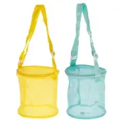 2pcs Mesh Beach Bag, Sea Shells Mesh Tote Sand Boxes Nets Bags, Yellow Green