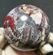TOP 401g Natural Polished Mexico Banded Agate Crystal Sphere Ball Healing YX334