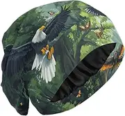 [ElliTarr] Beanie Hat Satin Bonnet Lined Sleep Cap Hair Wrap Cover Slouchy Beanie Gifts for Men Women