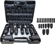 Leona Co 1/2" Drive Impact Socket Set, 19 Piece Socket Set Metric 8-36mm, 6 Point Alloy Steel for Auto Repair, Easy-to-Read Size Markings, Rugged Construction, Includes Storage Case