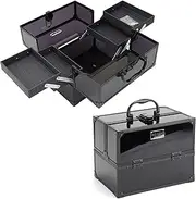 [Revlon] Makeup Box Organizer With Lock and Key 10-inch Secure Large Makeup Case Organizer and Make Up Case for Women and Girls, Smokey Transparent, 10-Inch, Box