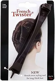 Mia French Twister Up-Do Hair Styling Tool, French Twist Bun Maker for Women, Girls, Brides, Long and/or Thick Hair - Large Size, Brown Color