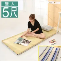 在飛比找momo購物網優惠-【BuyJM】冬夏兩用高密度大青三折雙人床墊(5x6尺)