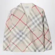 [Burberry] Cardigan with light-coloured check motif 10 Y Grey