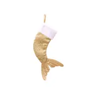 1 PC Santa Claus Candy Bag Christmas Decoration Fish Shape Sequins Mermaid Tail Sock Children Xmas Gift Bags Home Hanging Decor