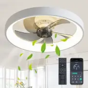 19.7'' Ceiling Fans with Lights and Remote, Low Profile Ceiling Fan Flush Mou...