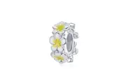 SOLID Sterling Silver Yellow Frangipani Flower Spacer Charm - AVILIA Designs Pandora Compatible