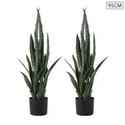 SOGA 2X 95cm Artificial Indoor Snake Sansevieria Plant Fake Decoration Tree Flower Pot