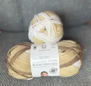 2 Loops And Threads Impeccable Stripes Yarn Acrylic, Oatmeal Stripe Brown White