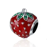 Silver plating Sweet Strawberry Red Charm Fit Women Charm Bracelets & Bangles Fine Jewelry