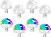 Frienda 8 Pcs USB Mini Disco Light 1.58x1.58 Inch Sound Activated Halloween DJ Disco Ball Stage Lights Multi Colors LED Car Atmosphere Magic Strobe Light for Xmas Party KTV Club (Hemicycle Style)