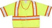 Mutual Industries High Visibility ANSI Class 3 Solid Vest with Pocket and 4" Orange/Silver/Orange Reflective Tape, XX-Large, Lime