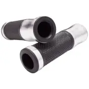 Handle Bar 22mm Left Right Silver Universal CNC Shadow Hand Grip 7/8" Rubber