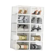 10 Pack Shoe Storage Boxes, Clear Plastic Stackable Shoe Organizer Bins,