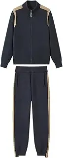 LNYHLXS Stand Up Collar Women's Clothing Set, Temperament, Sports and Leisure Coat, Pants Two-Piece Set(Large)