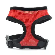 4PC Soft Adjustable Pet Dog Mesh Vest Harness, L(Red)