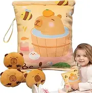Plush Snack Bag | Plush Capybara Snack Bag | 4 Small Dolls Attached Keychain Pillow for Boys Girls Women Students Preschoolers School Travel Picnic