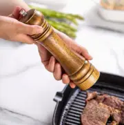 8" Oak Wood Grain Pepper Mill- Handcrafted, Adjustable Coarseness, Multi-Purpose