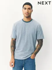 Blue Dogtooth Brushed Patterned T-Shirt (F66582) | $40