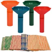 150 Assorted Flat Striped Coin Wrappers & 4 Coin Sorters Tubes, Color-Coded C...