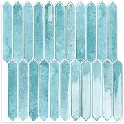 Blue Long Hexagon Tile Peel and Stick Backsplash, 10 Sheets Self-Adhesive Wall Tiles Stick on Back Splash for Kitchen, Bathroom, Fireplace,RV(12"×12")