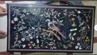 3'x2' black marble dining coffee inlay malachite table top bird wall panel decor