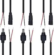 tunghey 6Pack Waterproof DC Power Pigtail Connectors Male Female Pair for LED Strip Light, CCTV Security Camera, DVR, and Other Low Voltage Applications