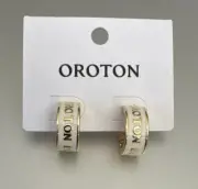 OROTON Heather Enamel Hoops In Cream RRP$119.00