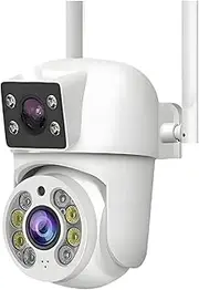 8MP WiFi IP Camera PTZ Dual Lens Dual Screen Manual Detection Full Color Night Vision Outdoor Security Surveillance Camera(EU Plug,8MP 2.4G Only Camera)