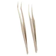 2pcs Eyelash Extension Tweezers Set Firmly Clamp Curved Tip Stainless Steel BX5