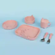 Nuby Fun 6-Piece Pink Whale Dinnerware Set - Tray, Bowl, Plate, Cup & Utensils