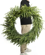 30 Inch Large Realistic Christmas Wreath,Thick and Lush,Soft Bendable Faux Cedar