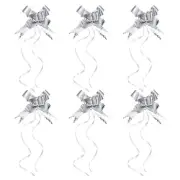 40Pcs 2.2" Iridescent Pull Bows Present Wrapping String Bows Ribbon Silver Tone