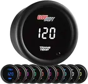 GlowShift 10 Color Digital 300 F Transmission Temperature Gauge Kit - Includes Electronic Sensor - Multi-Color LED Display - Tinted Lens - for Car & Truck - 2-1/16" (52mm)