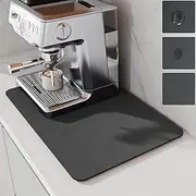 LIMNUO Coffee Mat,Coffee Maker Mat for Countertops, Absorbent Dish Drying Mat for Kitchen Counter, Under Coffee Maker Coffee Machine Coffee Pot Espresso Machine Dish Rack (Grey, 50 x 30 cm)