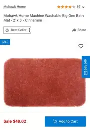 Cinnamon Mohawk Home Machine Washable Big One Bath Mat