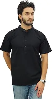 [Atasi] Men's Mandarin Collar Cotton Short Kurta Casual Ethnic Shirt