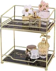 Z PLINRISE Makeup Organizer Shelf, 2 Tier Bathroom Vanity Tray for Perfumes, Makeups, Toiletries and Skincare, Multifunctional Cosmetic Storage Rack for Dresser and Countertop