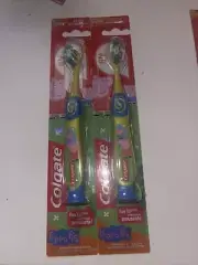 Colgate Peppa Pig Kids Manual Toothbrush Yellow Suction Cup X- Soft Pack of 2
