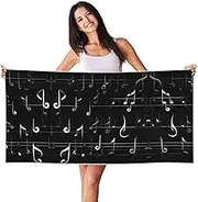 HTTUP Black Music Notes Print Quick Dry Beach Towel Lightweight Oversized for Adults for Travel and Pool Towels