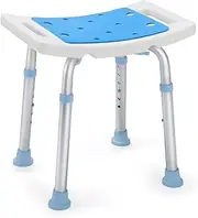 OasisSpace Shower Chair Adjustable Bath Stool with Free Assist Grab Bar - Medical Tool Free Anti-Slip Bench Bathtub Stool Seat with Durable Aluminum Legs for Elderly Senior Handicap & Disabled