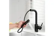Kitchen Mixer Tap Pull Out Rectangle 2 Mode Sink Basin Faucet Swivel WELS Black