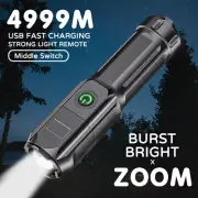 990000LM Torch CREE Led Flashlight USB Rechargeable Tactical Camp Zoomable Lamp